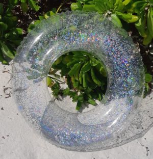 Schwimmreifen "Glitzer" Style mit silbernen Glitzer